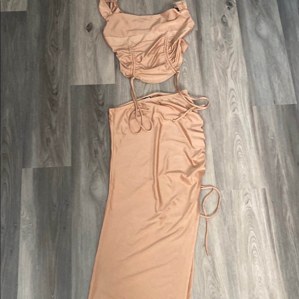Elegant Tan Two-Piece Dress